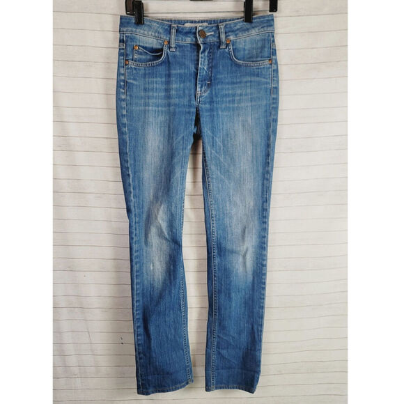 ACNE HEX LENA MID RISE SLIM FIT MEDIUM WASH JEANS, SZ 27x34 - Picture 1 of 16